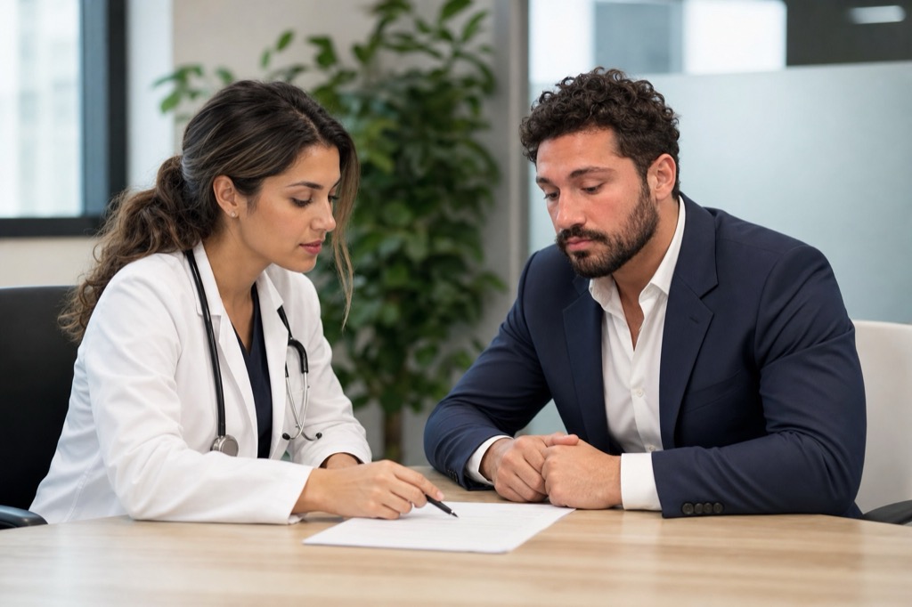 Financial advisor reviewing a plan with a physician client